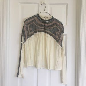 Free People • Embroidered Neck Top